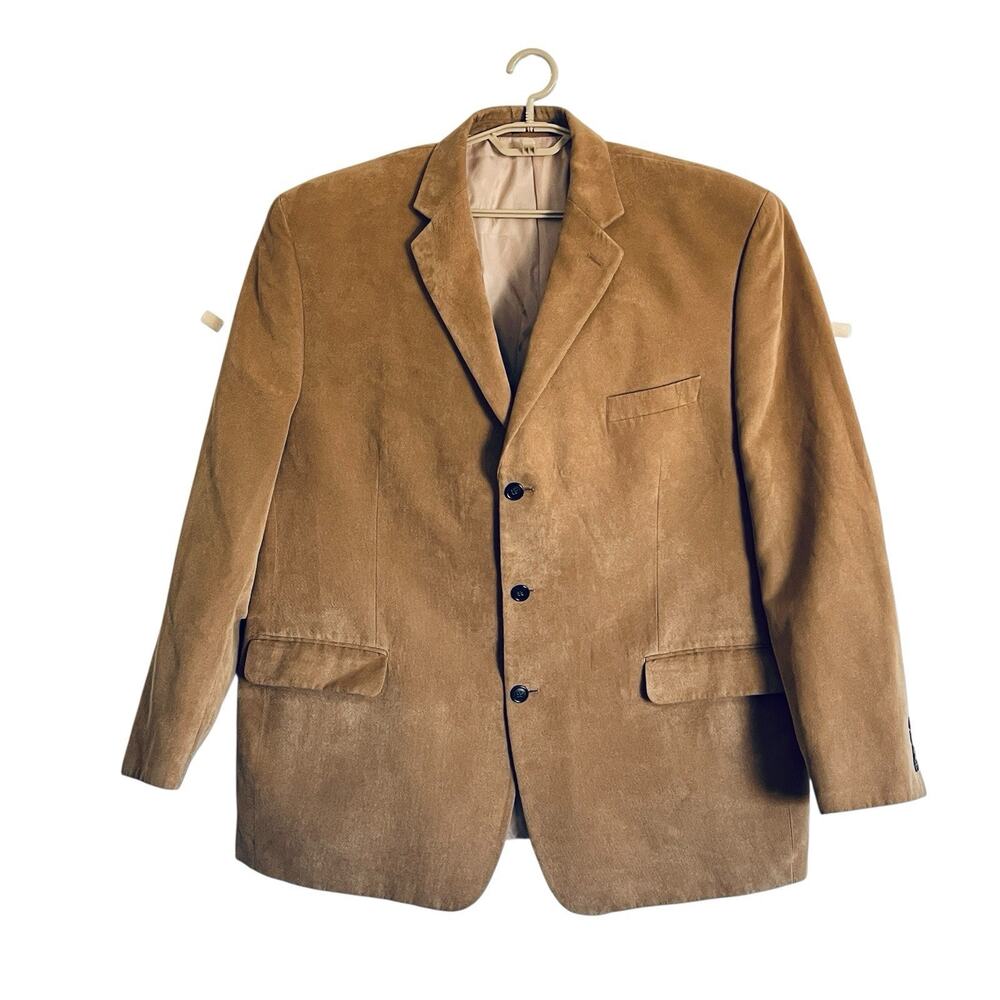 Calvin Klein Sport Coat Blazer Men Size 48 R Tan Corduroy Three Button Lined